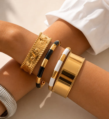Obsidian Gold Cuff Bangle