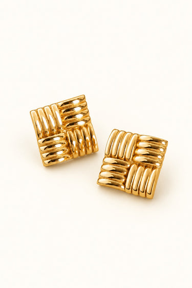 Textura Gold Studs Earrings